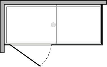 PRJCML6-8 + PRJ2F6-8 : Porte pivotante en ligne avec deux parois latérales fixes (modulaire)